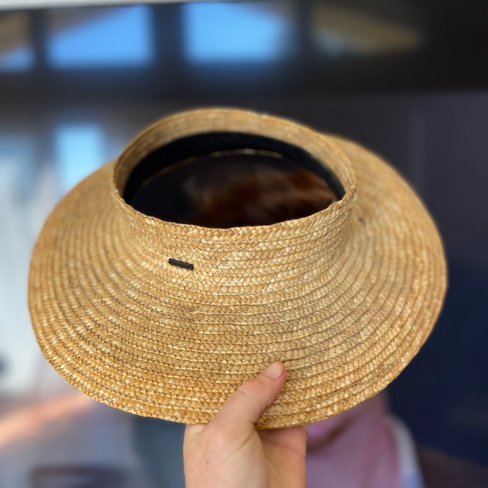 Brixton Woven Straw Visor Sun Hat - Natural Tan